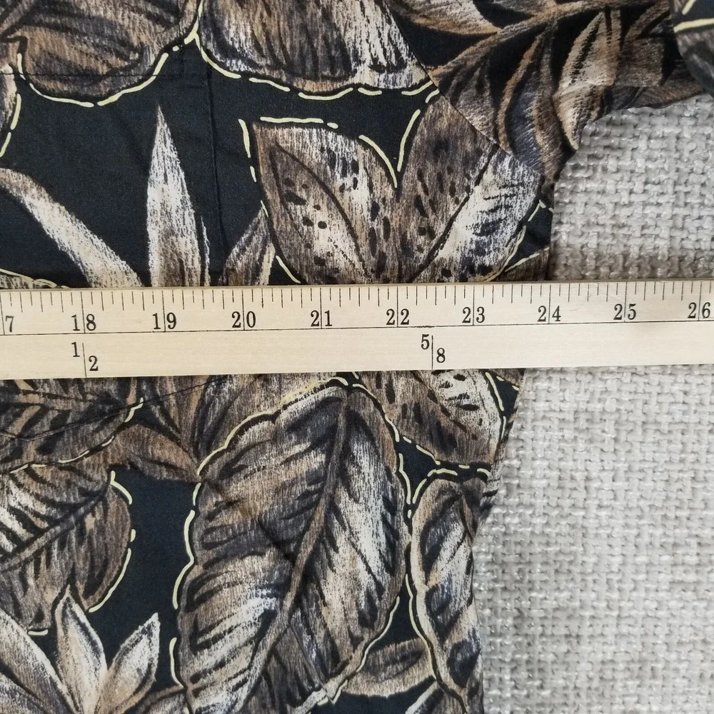 Tori Richard Honolulu Polo Shirt Men's Large 100% Cotton Lawn Brown Leaf‎ VTG